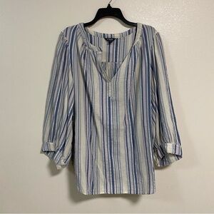 Chaps Peasant Style Cotton Top Striped Plus Size 1X